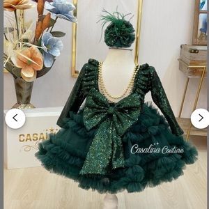 Baby Girls Holiday Dark Green Dress